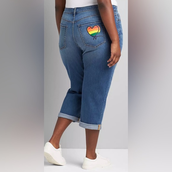 Lane Bryant Denim - Lane Bryant Signature Fit Boyfriend Capri Jean - Medium Wash with Heart Pocket